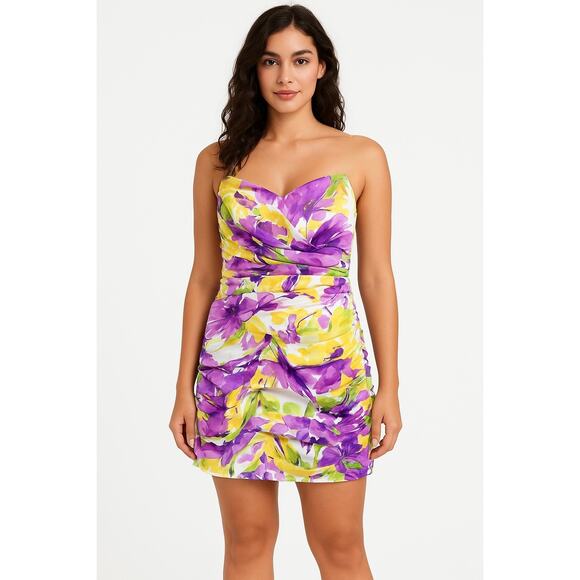 ⭐ 🔥 50% OFF SALE — FINAL PRICE Strapless Floral Mini Dress Size 11/12 NWT - Picture 1 of 8